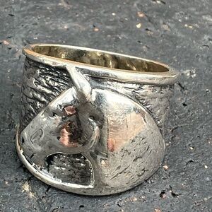 HTF Equestrian Horse Ring Rare Sterling Silver Etched Band